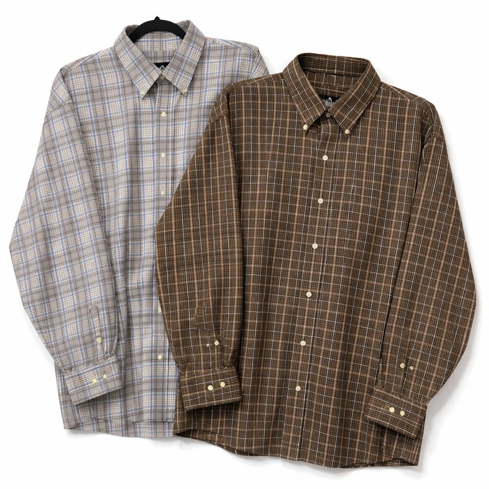 Lot of 2 Jos A Bank Ivy League Plaid Button Shirt Mens Size XL Preppy Academia